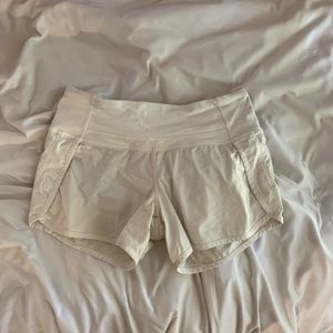 White lululemon speed up shorts